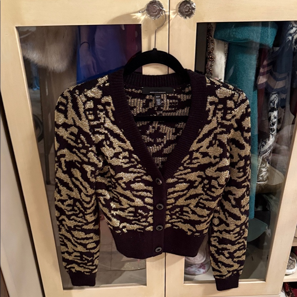 White House Black Market Black and Gold Cardigan